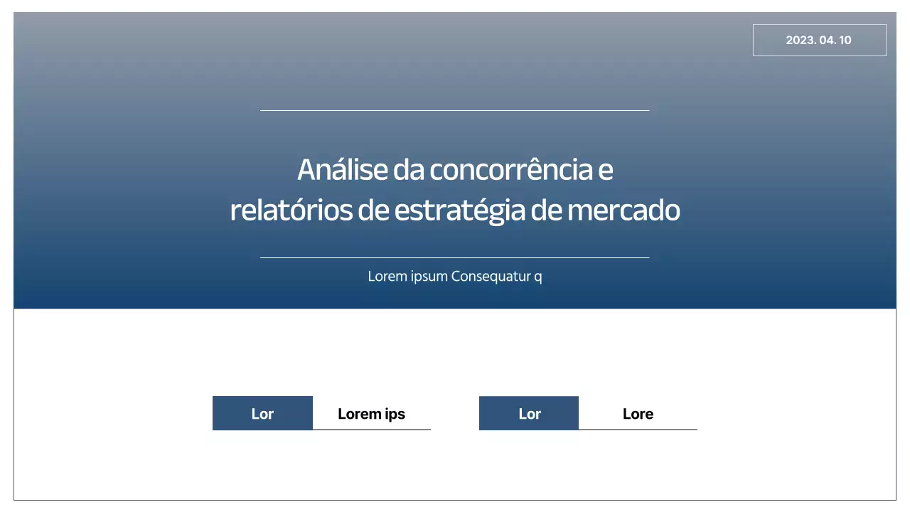 Um relatório simples de estratégia de mercado em azul-marinho e cinzento