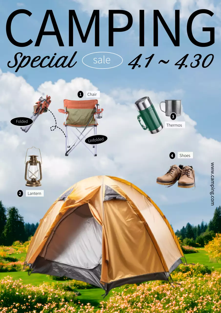 Orange Rustic Camping Promotion Poster