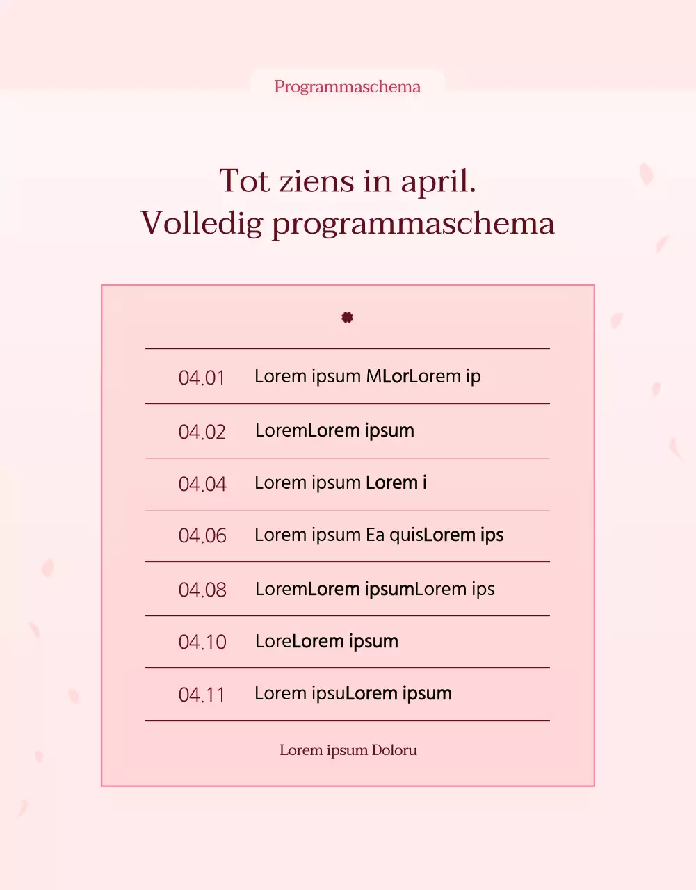 Promotie van het roze en witte high-end kunstcentrumprogramma