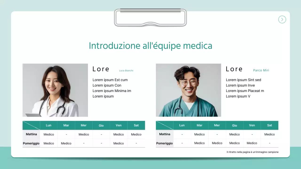 Un semplice prospetto ospedaliero in stile raccoglitore 3D con i colori della menta.