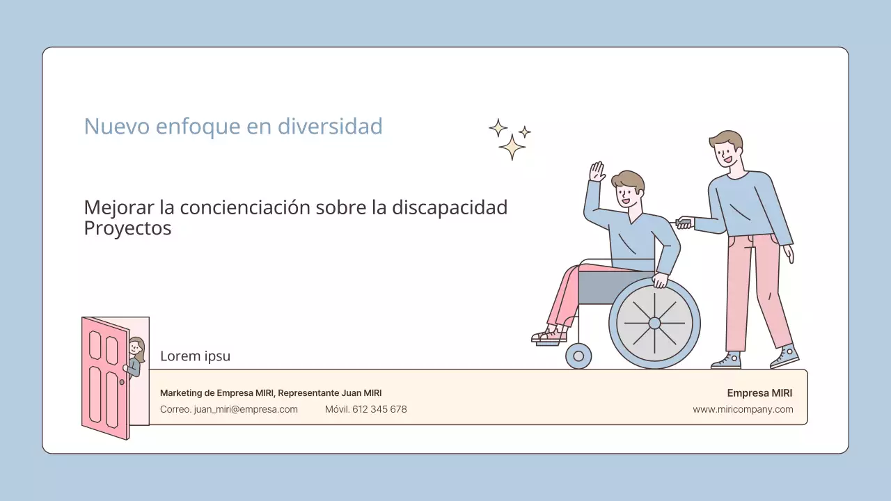 Una propuesta de proyecto corporativo de sensibilización sobre la discapacidad en azul claro y rosa para su empresa