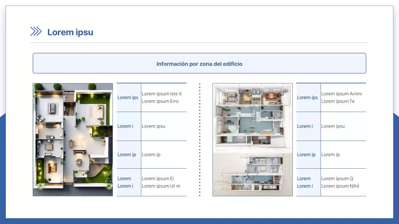 Prospecto de constructor moderno en azul y blanco