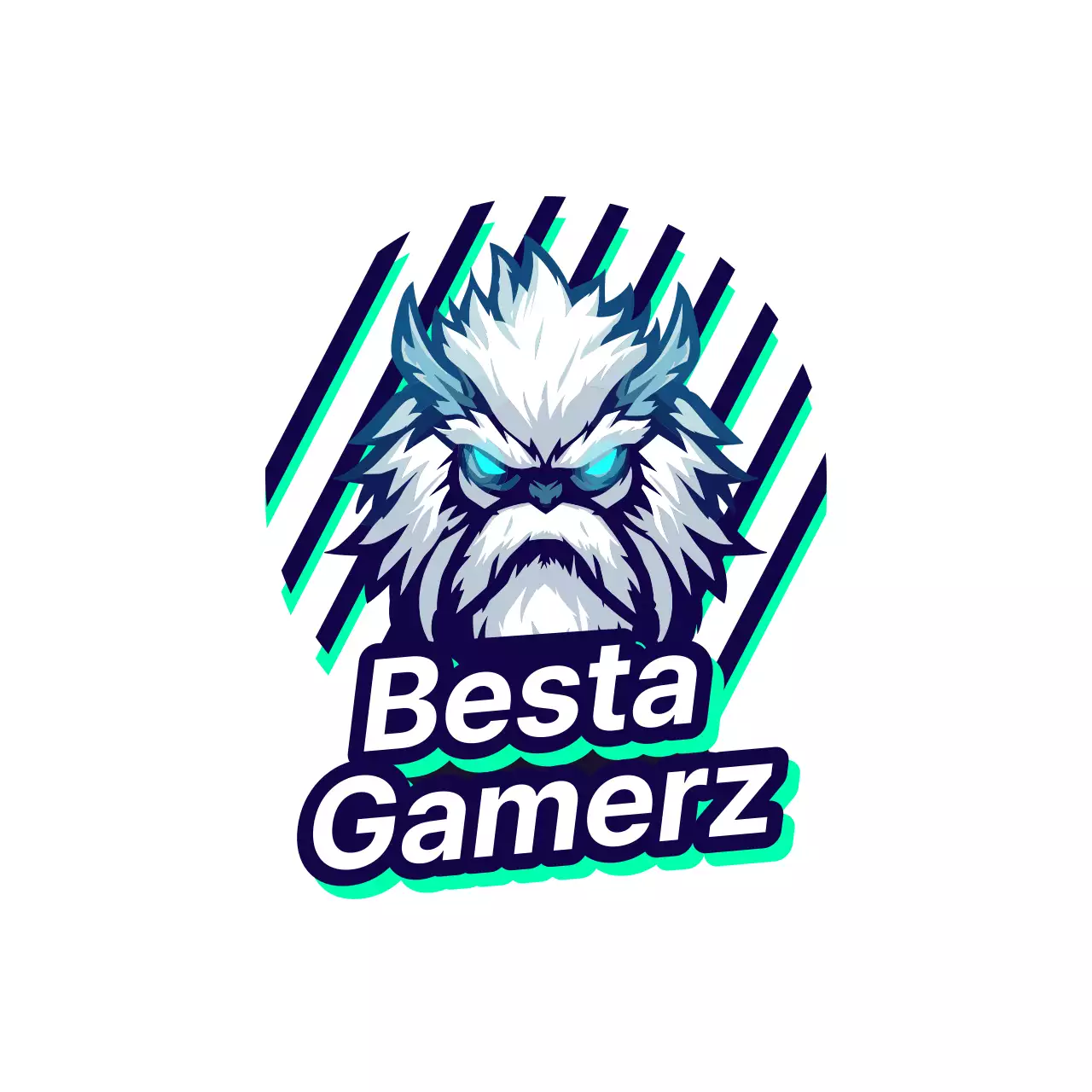 Anúncio do logótipo da besta em azul e neon