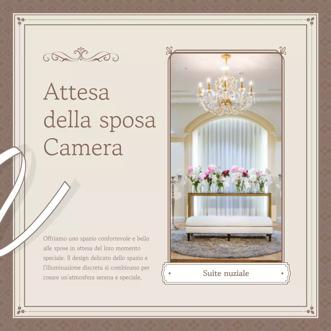 Promuovere una location per matrimoni classica in beige e avorio