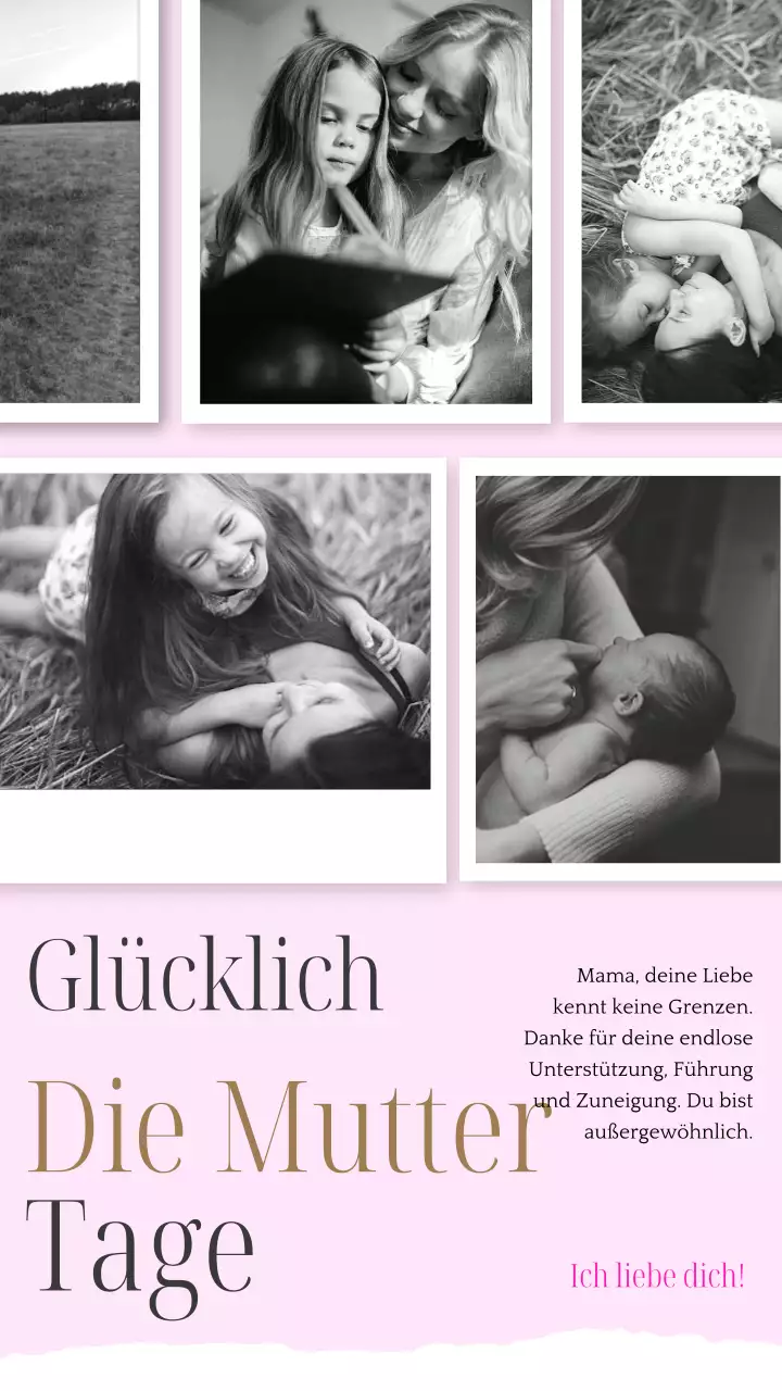 Graue minimalistische einfache Fotocollage Internationale Muttertag Instagram Story