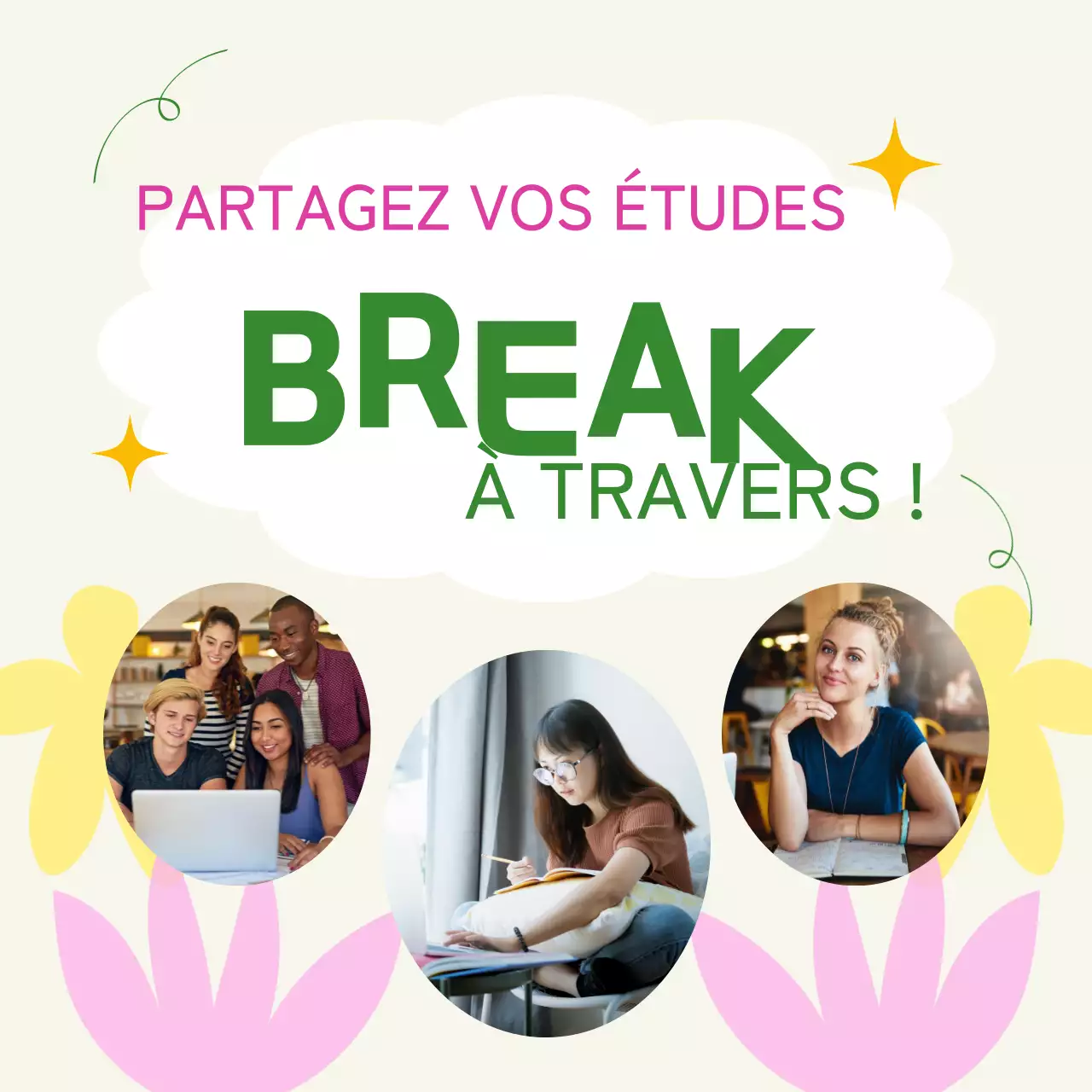 Guide de l'étudiant pour des vacances de printemps modernes en vert et jaune