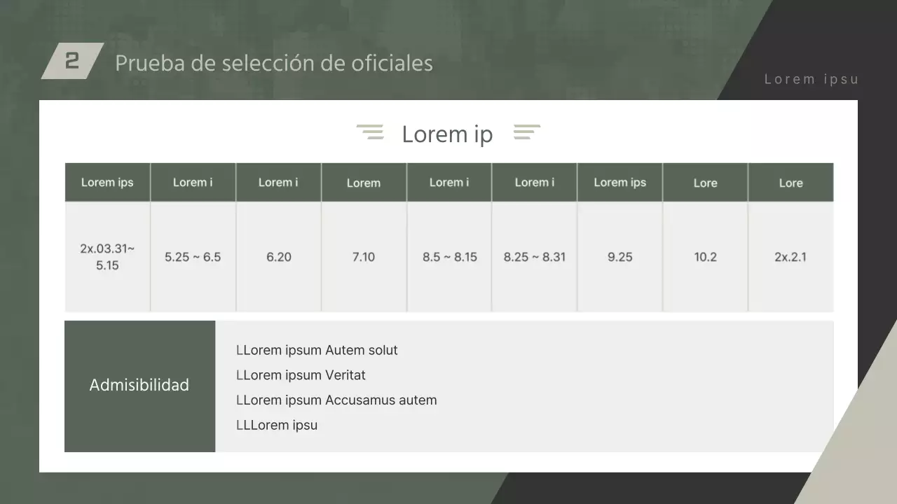 Una presentación sencilla, de color caqui, para la sesión informativa de los suboficiales.