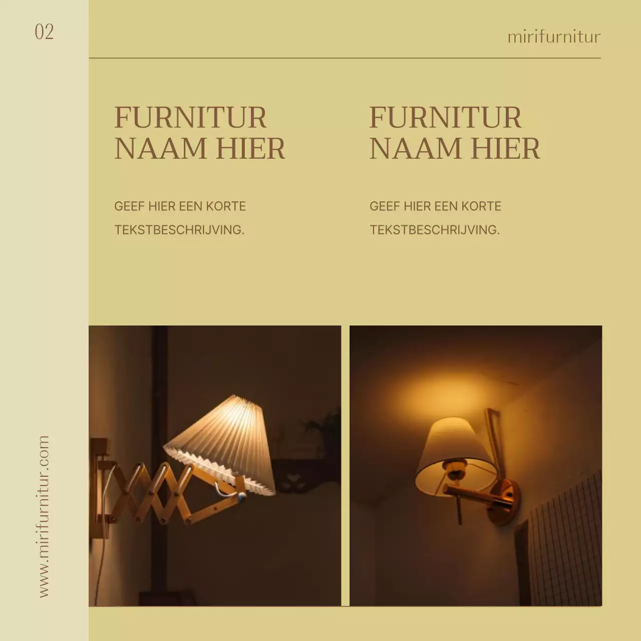 Promoot een eenvoudig meubel in geel en bruin