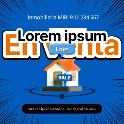 Promocione los anuncios inmobiliarios con acentos azules y naranjas