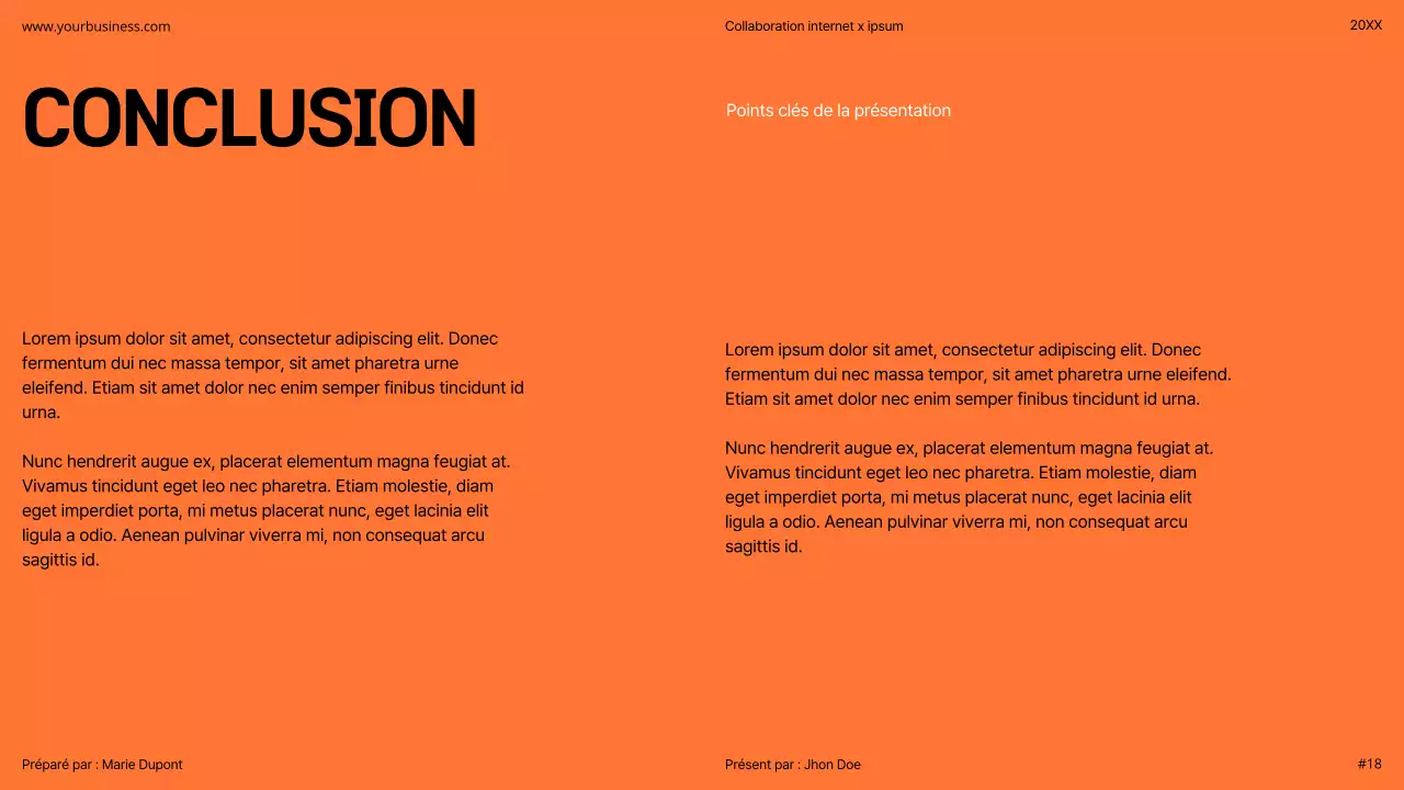 Orange Moderne Minimal Gras Pitch Deck Proposition