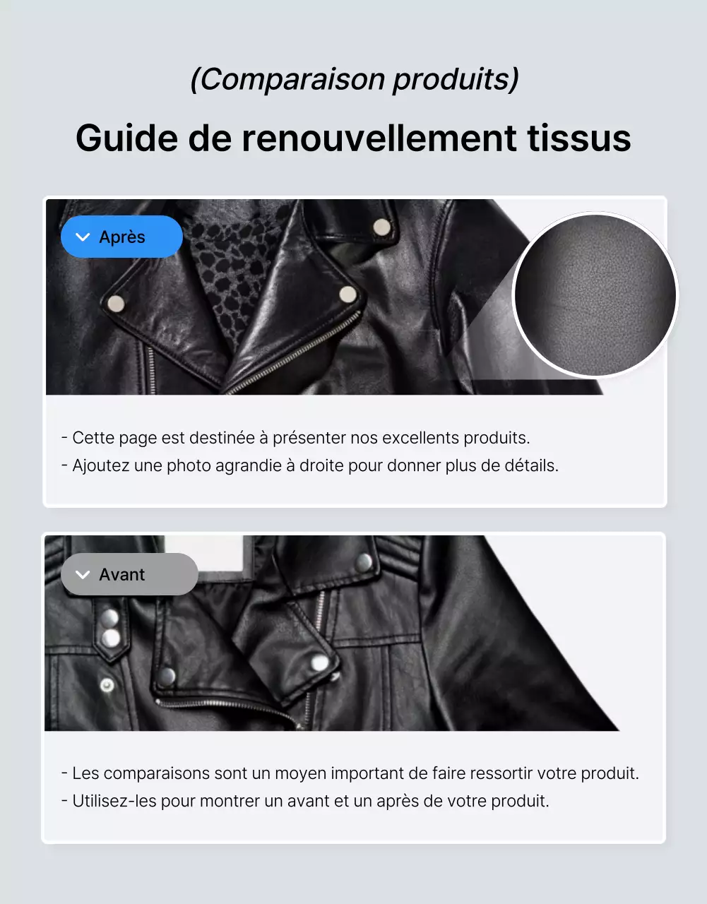 Promouvoir la page de détail de la mode bleue et blanche checkpoint