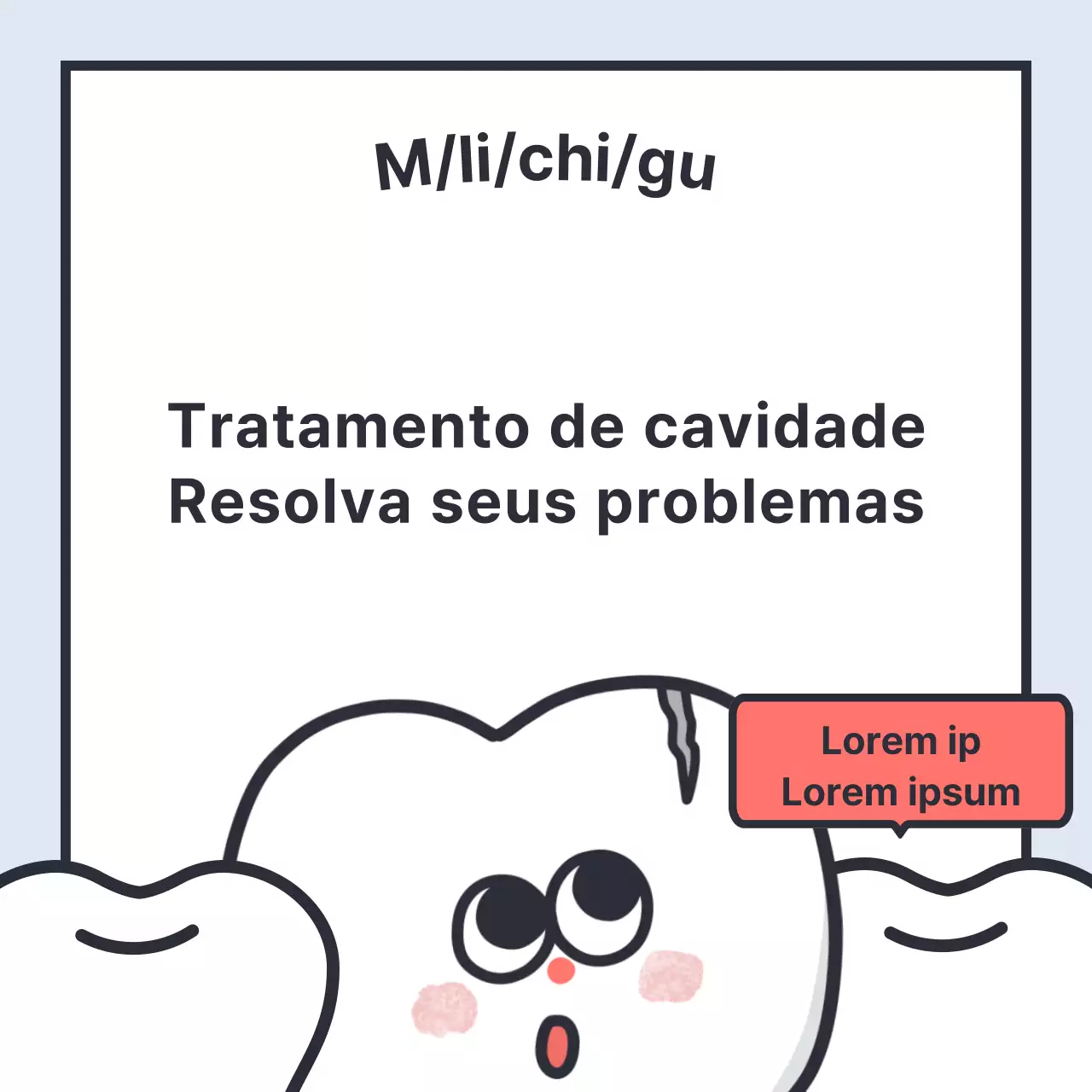 Anúncio dentário de tratamento simples de cáries em azul claro