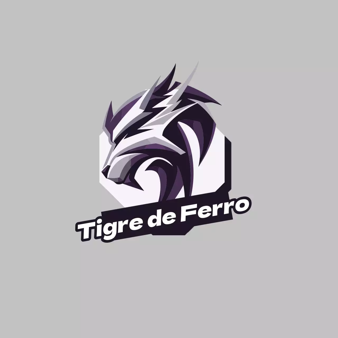 Flyer do logótipo geométrico dos eSports em cinzento e roxo