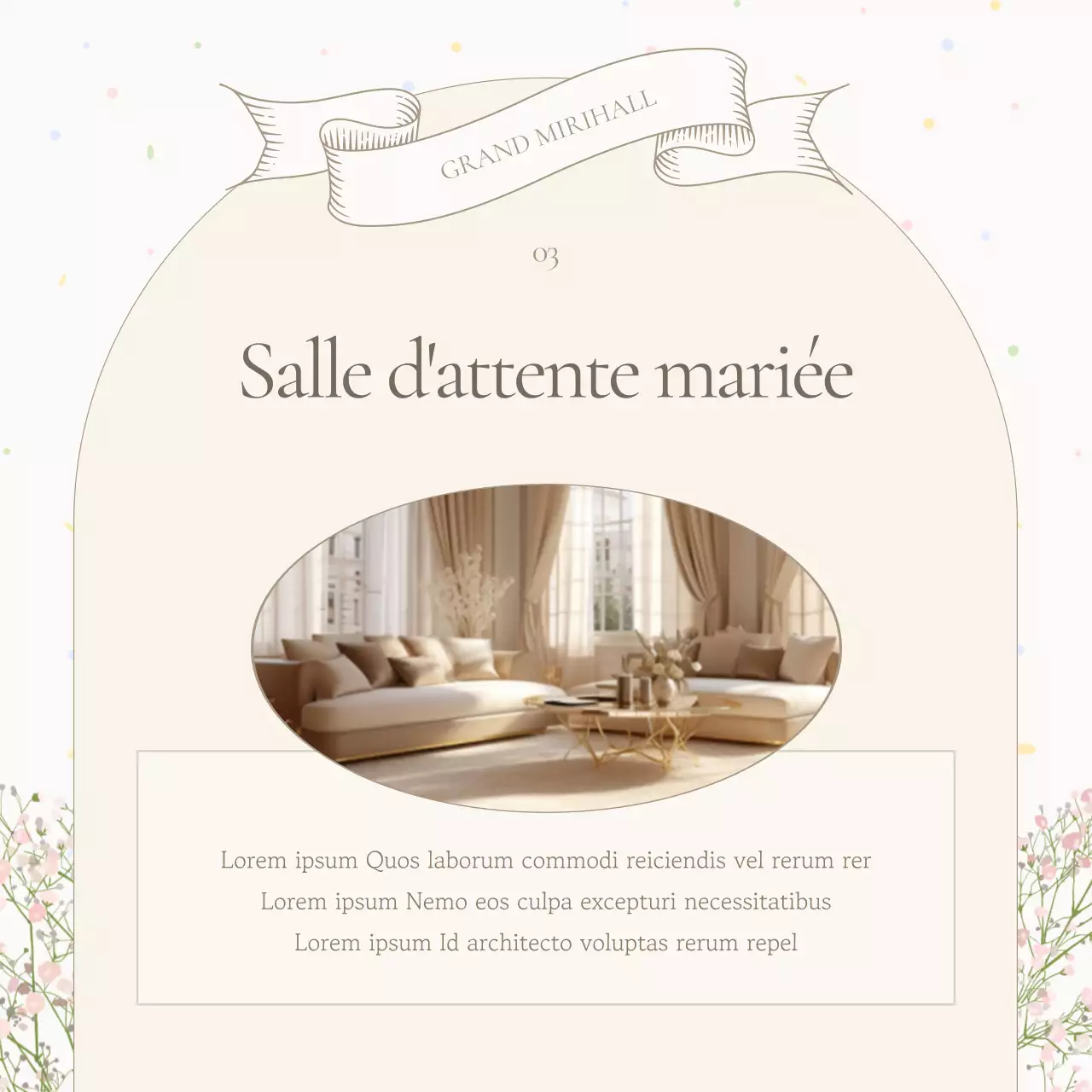 Promouvoir un lieu de mariage classique ivoire et beige