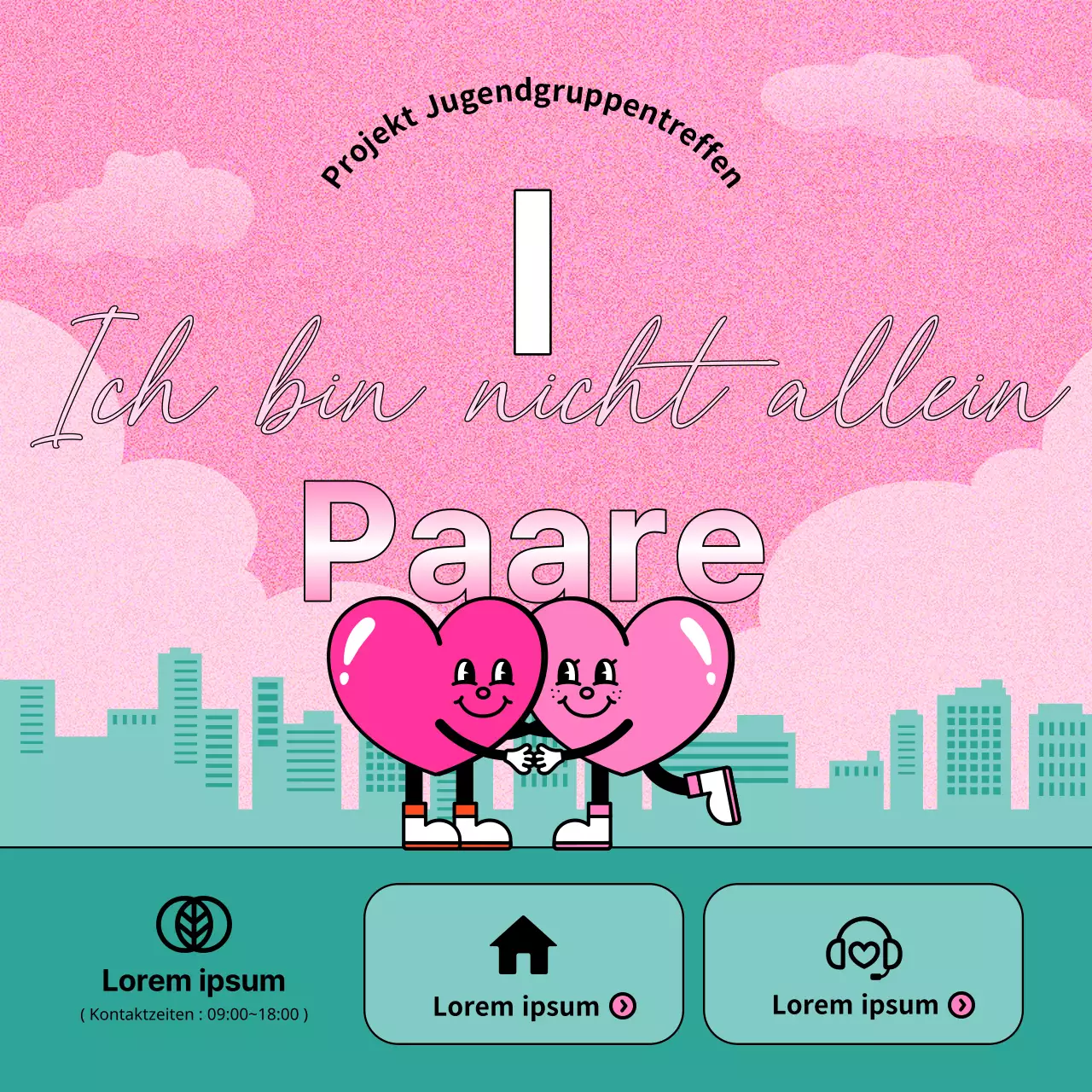 Werben Sie für eine kitschige städtische Verabredung in Pink und Mint
