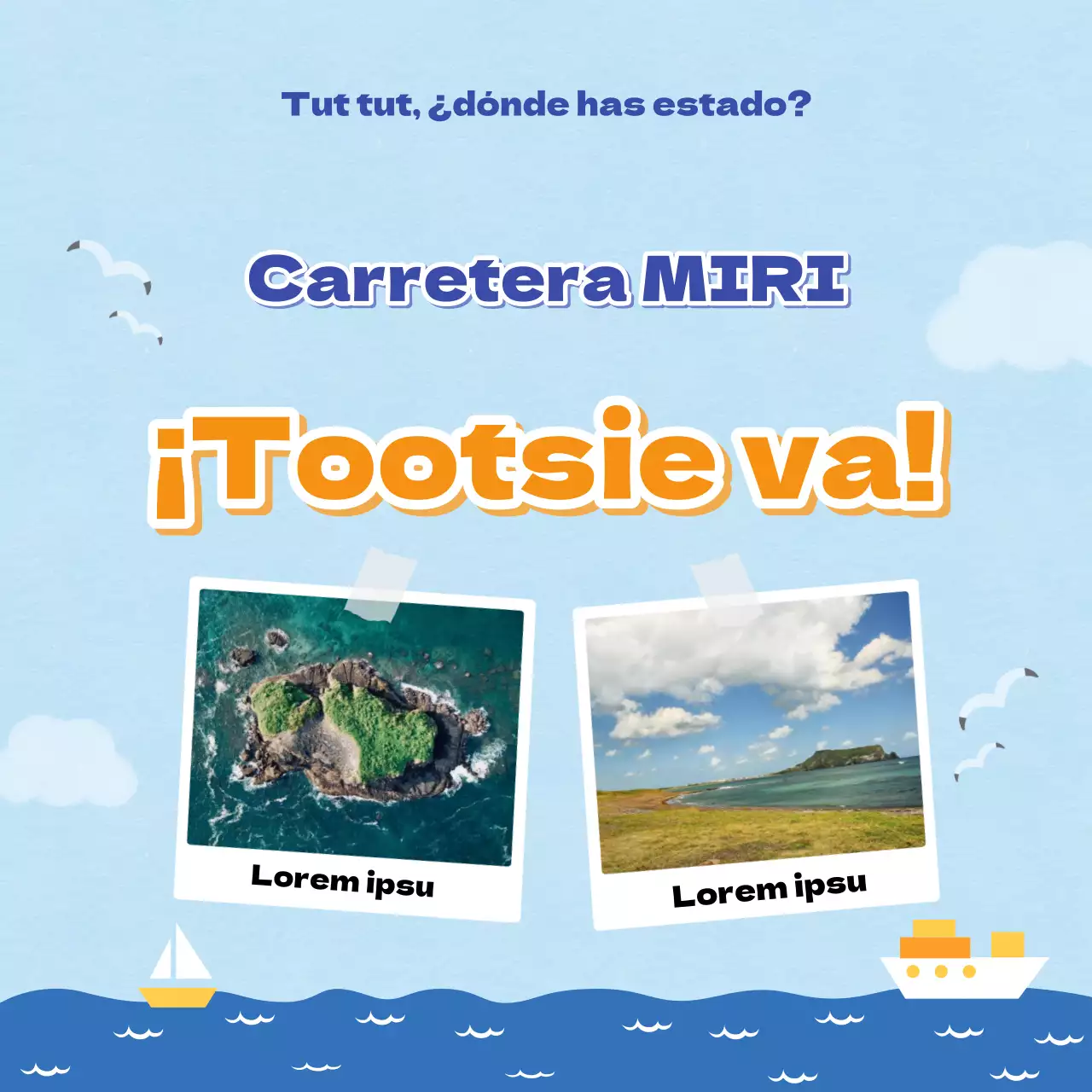 Un anuncio kitsch azul y naranja para captar viajeros