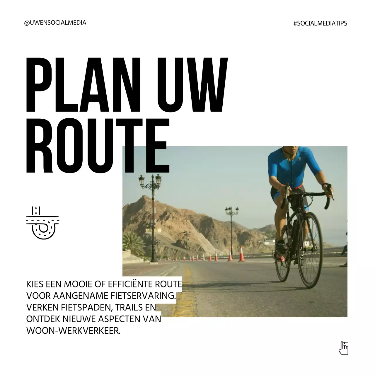 Grijs Neongroen Vet Nationale Fiets naar Dag Tips Instagram Carrousel Post