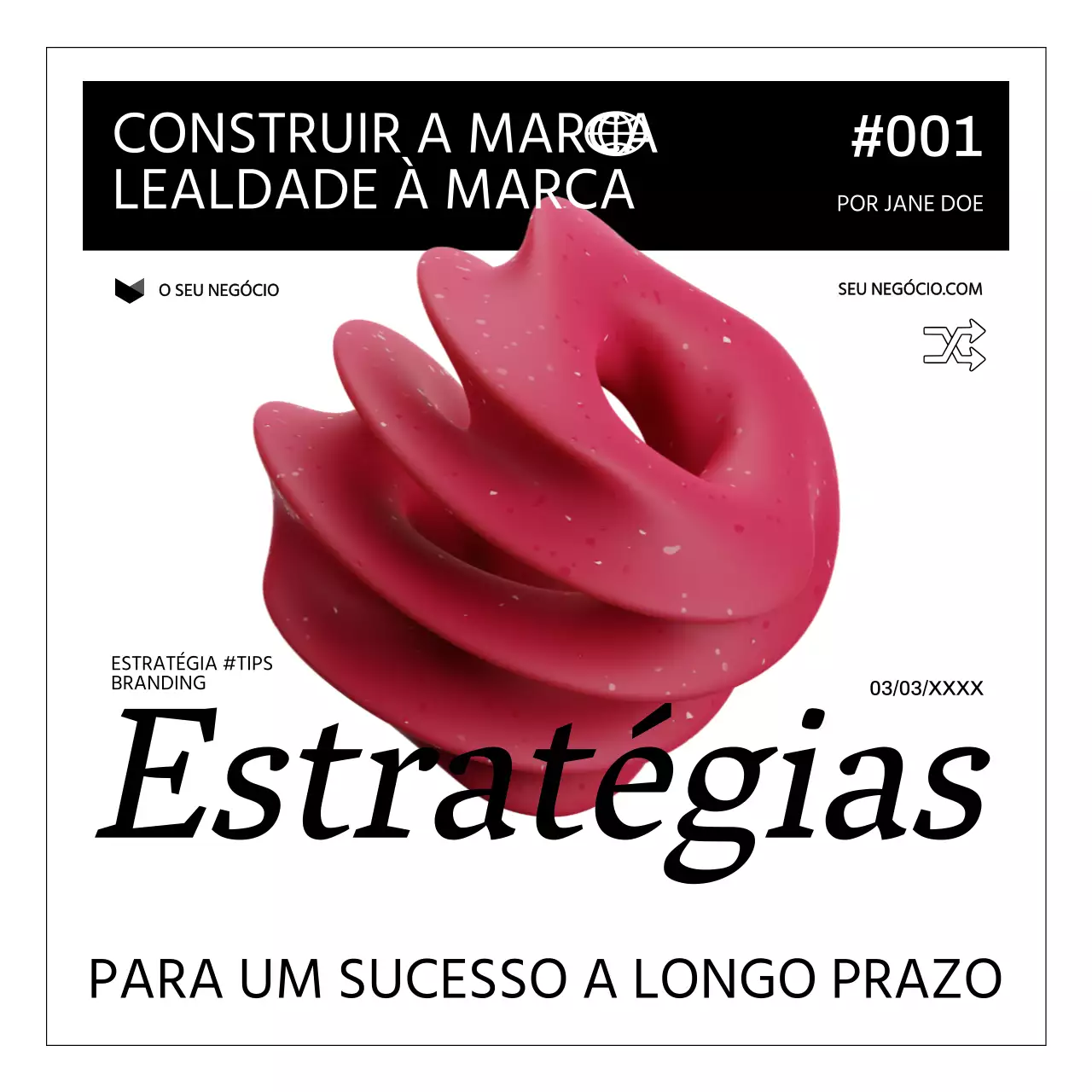 Branco Preto Moderno Negrito Estratégia de construção de marca Dicas Instagram Carrossel