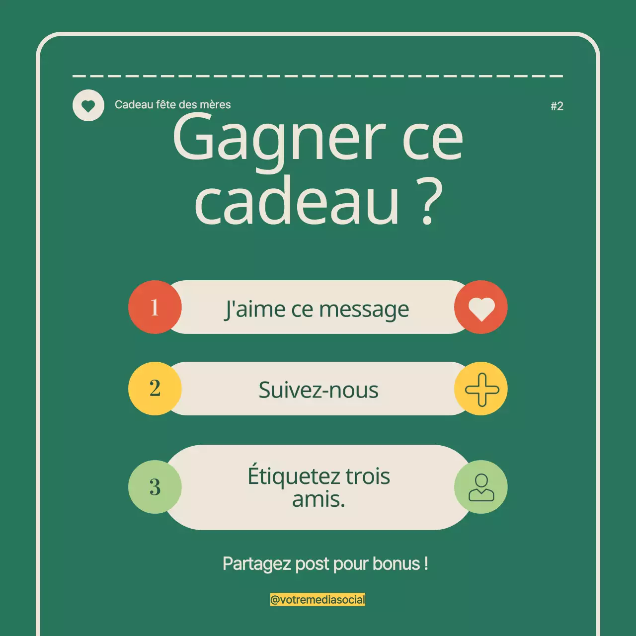 Vert Beige Simple Moderne Fête des mères Giveaway Announcement Instagram Carousel