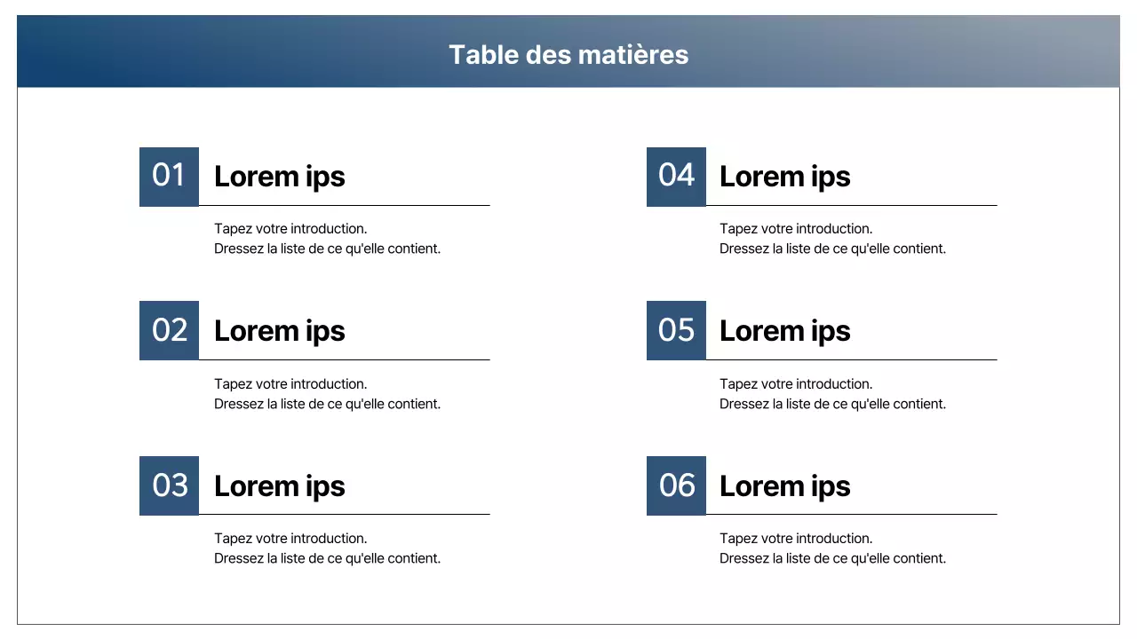 Un simple rapport de stratégie de marché en bleu marine et gris