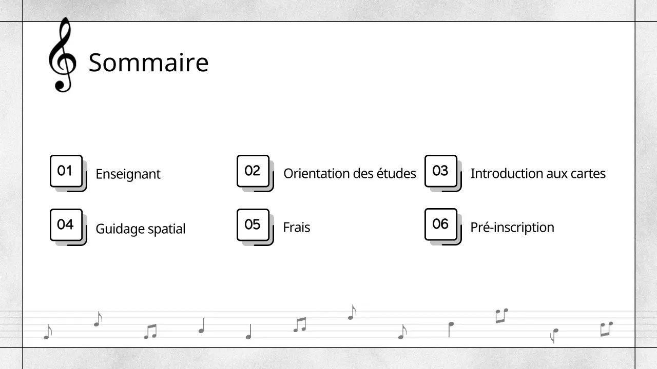 Prospectus d'une école de musique moderne, en noir et blanc
