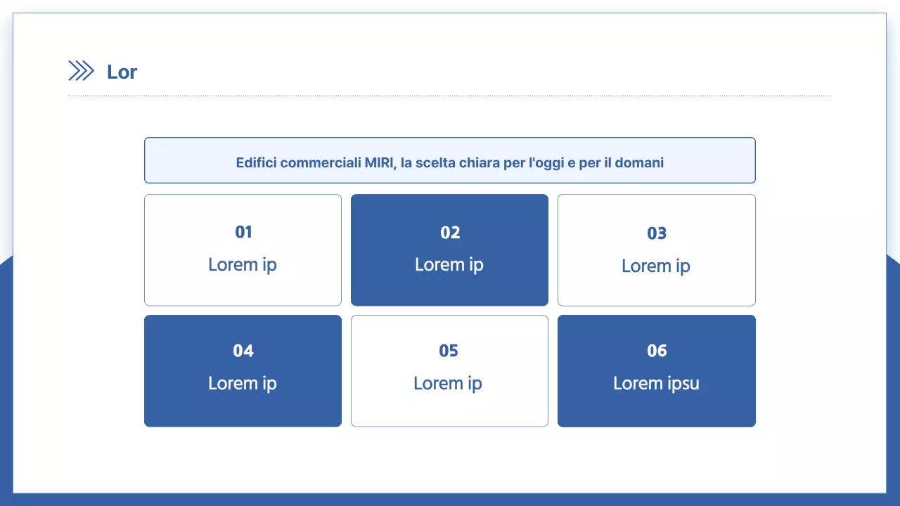 Moderno prospetto del costruttore in bianco e blu