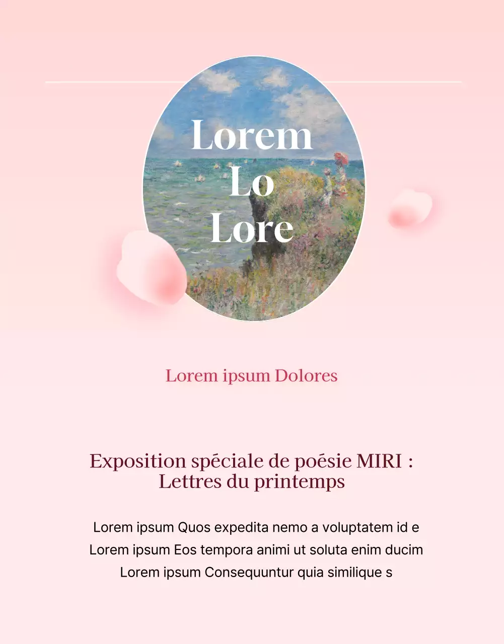 Promouvoir le programme des centres artistiques haut de gamme roses et blancs