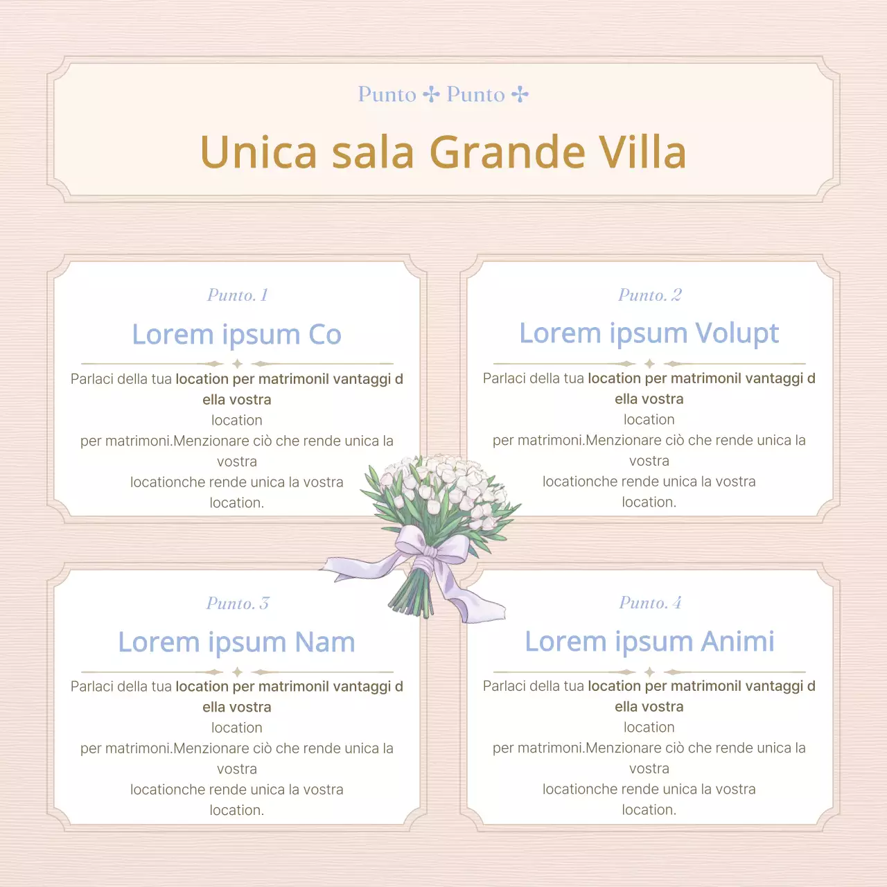 Promuovere una location per matrimoni classica in lavanda e rosa