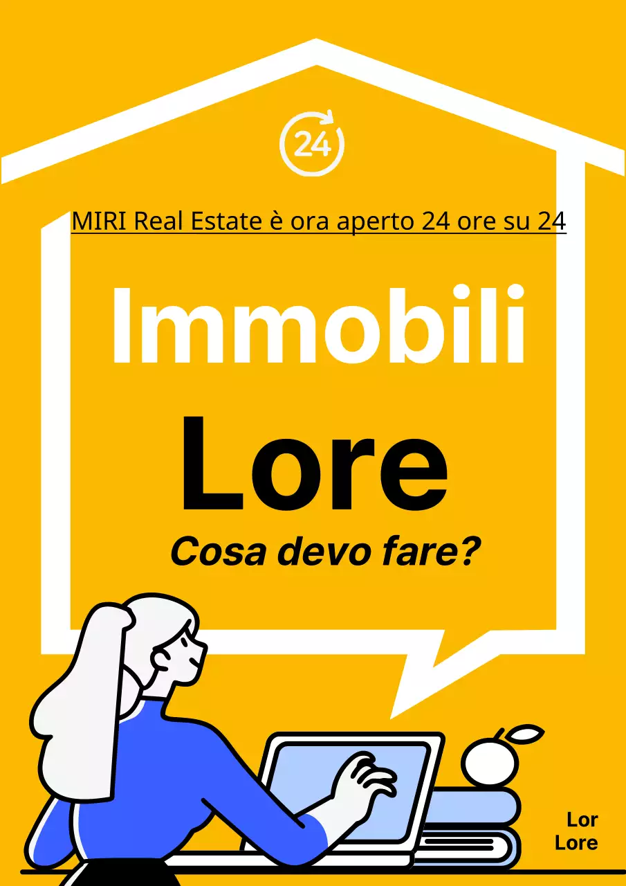 Semplice volantino giallo e bianco di consulenza immobiliare 24 ore su 24