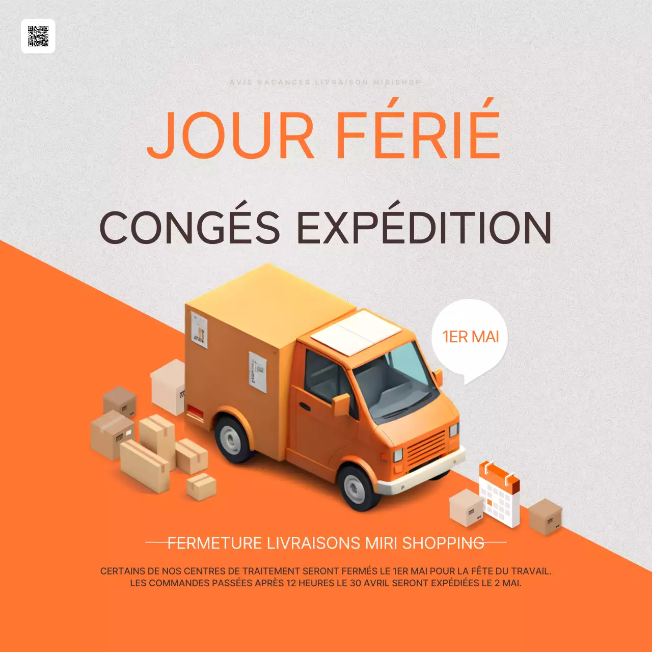 Un simple avis de vacances de la fête du travail en orange et beige