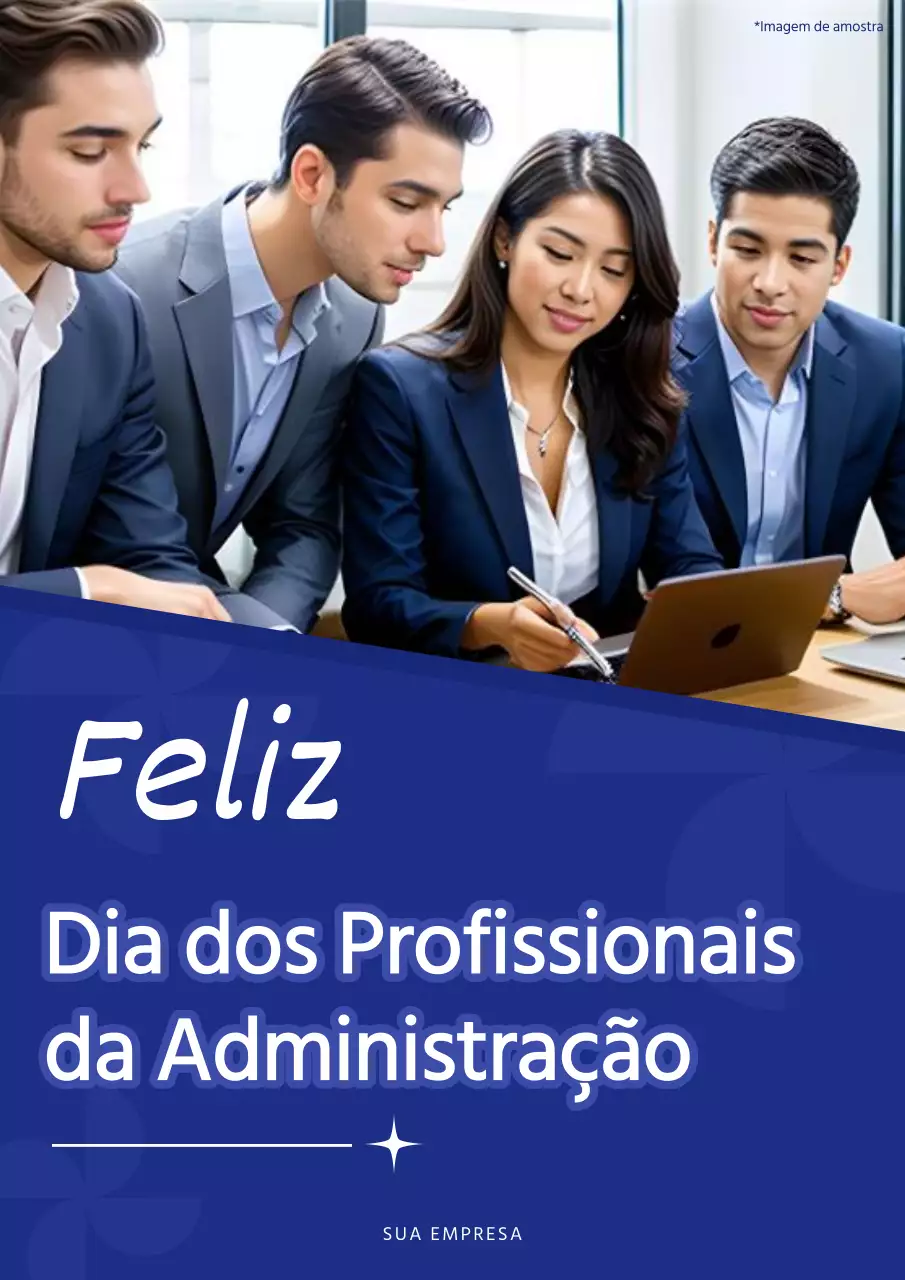 Publicidade do Dia do Administrador Simples Azul e Branco