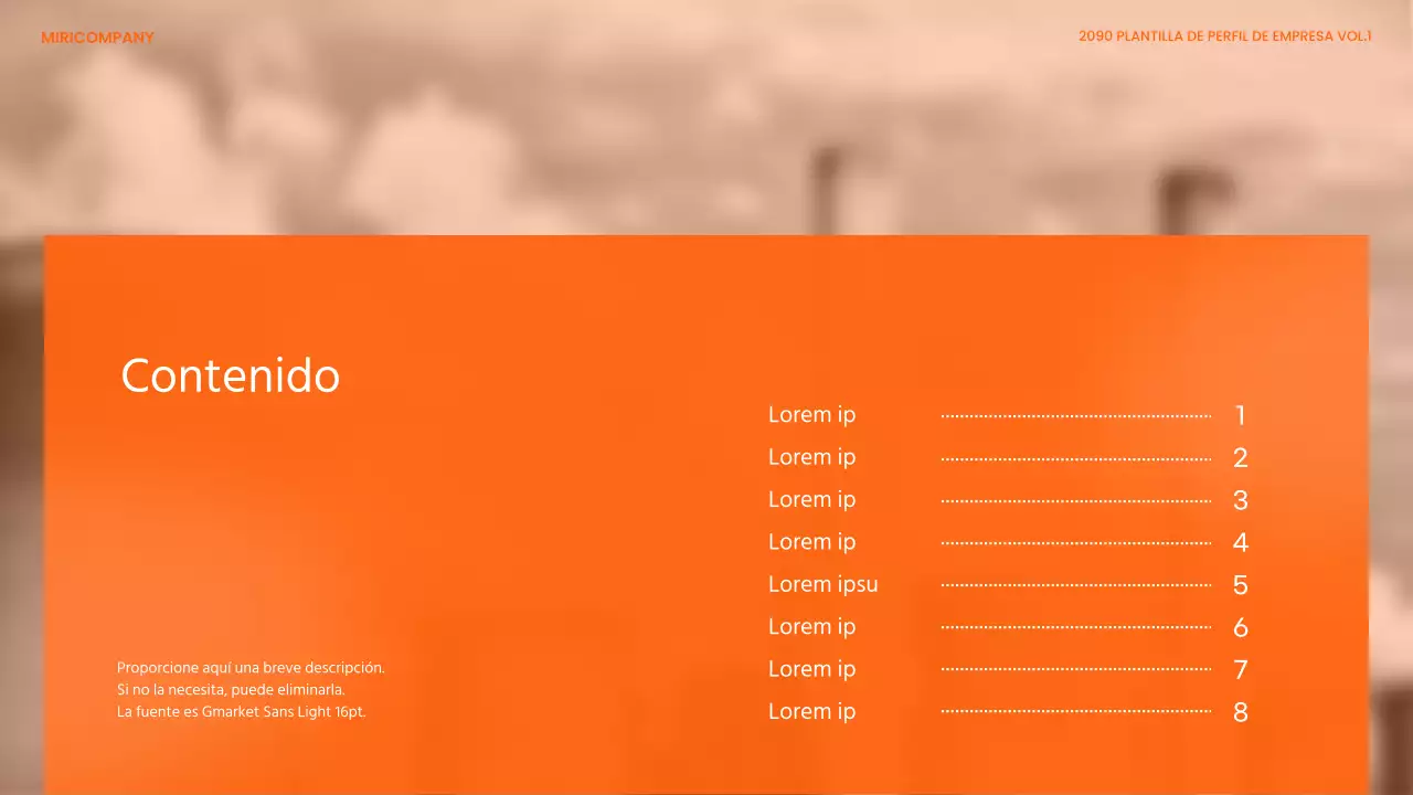 Un moderno membrete de empresa de productos químicos industriales pesados en naranja y blanco