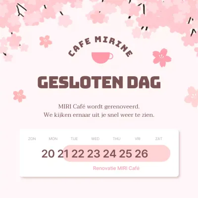 Een eenvoudige roze en witte kennisgeving van winkelsluiting