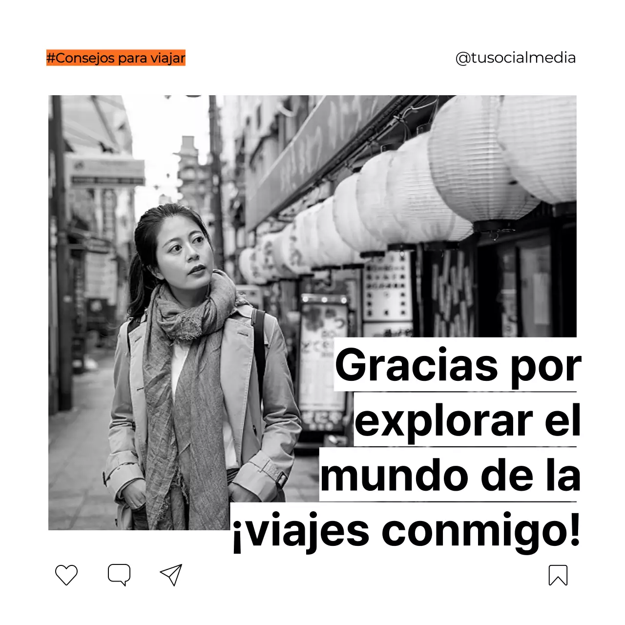 Negro Blanco Naranja Negrita Planificación de viajes Consejos Instagram Carrusel