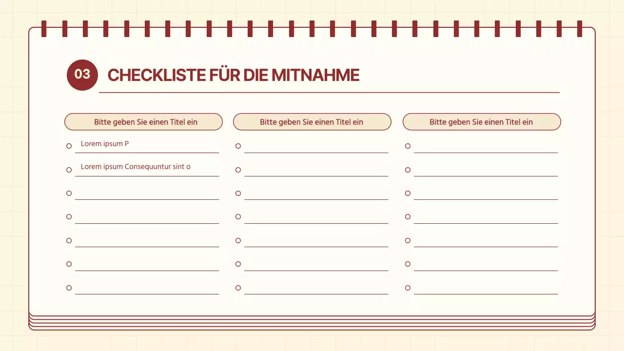 Eine gemütliche Reiseroute in Rot und Elfenbein