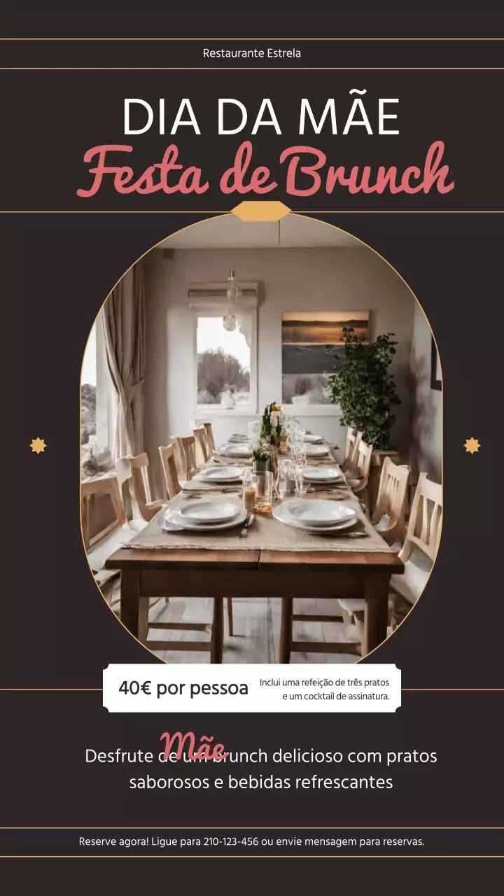 Preto Clássico Elegante Dia da Mãe Brunch Bash Anúncio
