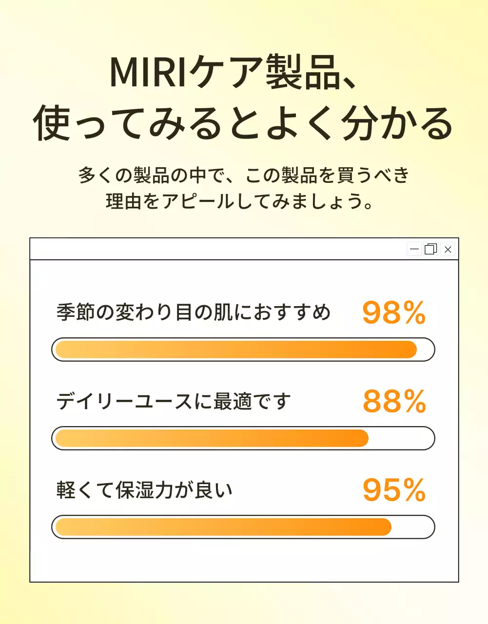 黄色 シンプル スキンケア 企画書 詳細ページ
