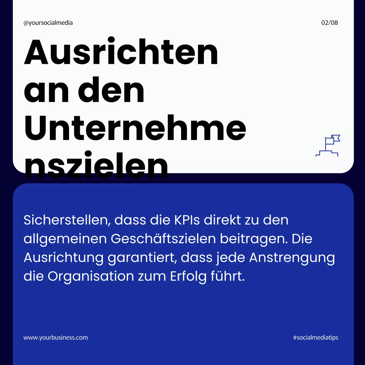 Navy Modern Einfache und mutige Schritte zur Implementierung eines effektiven KPI-Managements Instagram Carousel Post