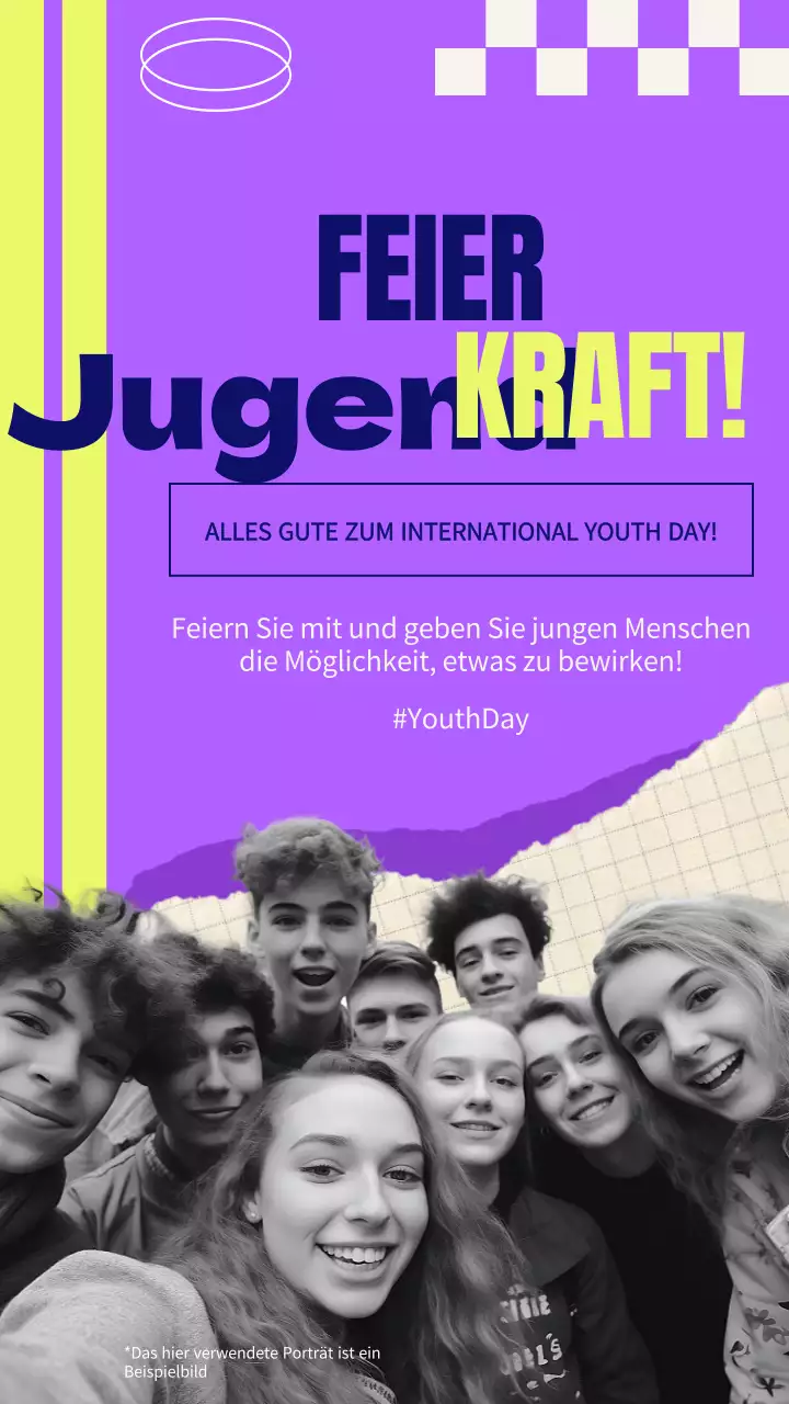 Violett und Gelb Modern Internationaler Jugendtag Werbung für die Feier