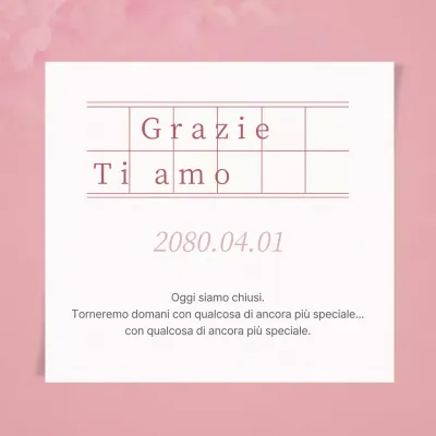 Un semplice annuncio di chiusura del negozio in bianco e rosa