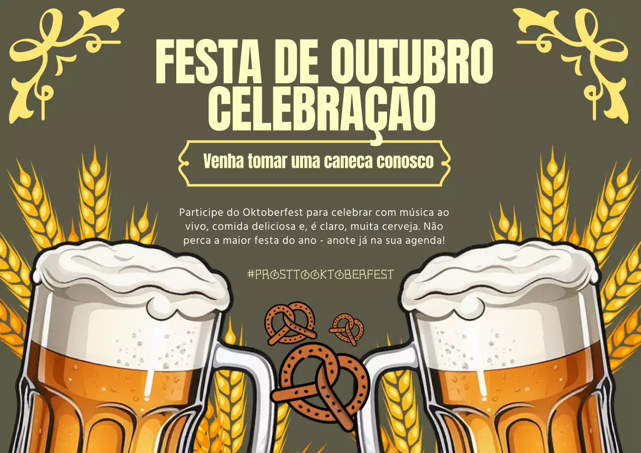 Amarelo e bege Moderno Publicidade do dia da celebração da Oktoberfest