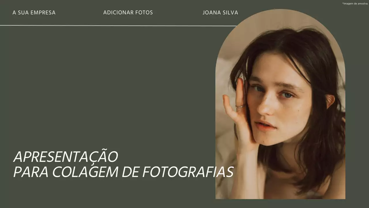 Apresentação moderna em caqui e branco para apresentação de produtos de colagem de fotografias