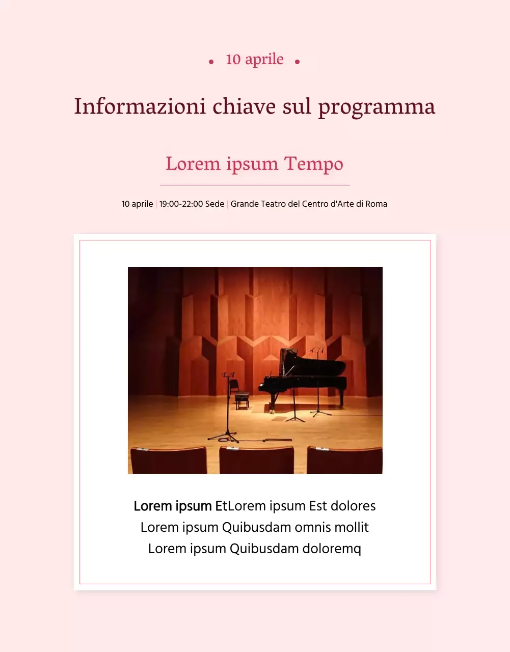 Promozione del programma dei centri artistici di fascia alta rosa e bianchi