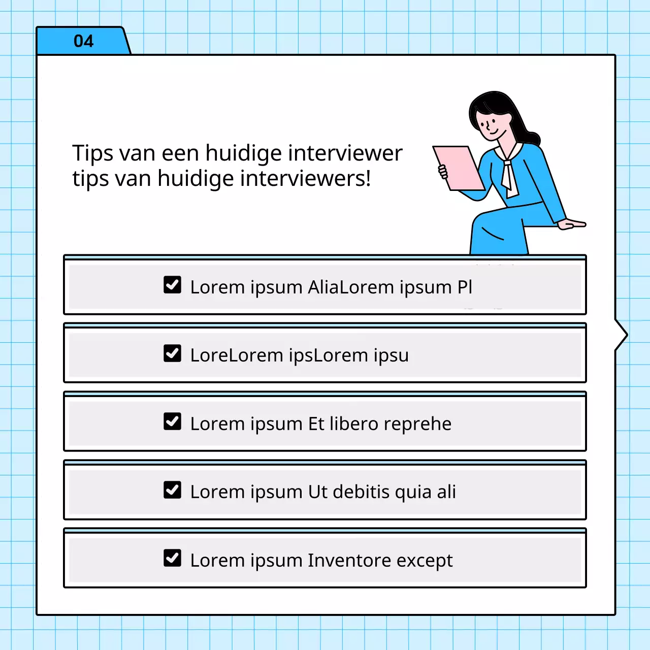 Over eenvoudige interviewstrategieën in lichtblauw en roze