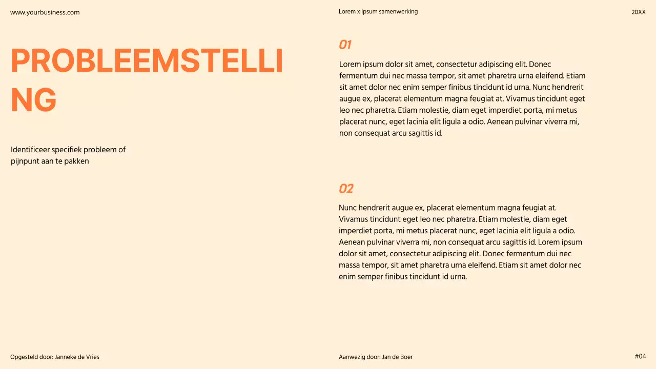 Oranje Modern Minimaal Vet Pitch Deck Voorstel