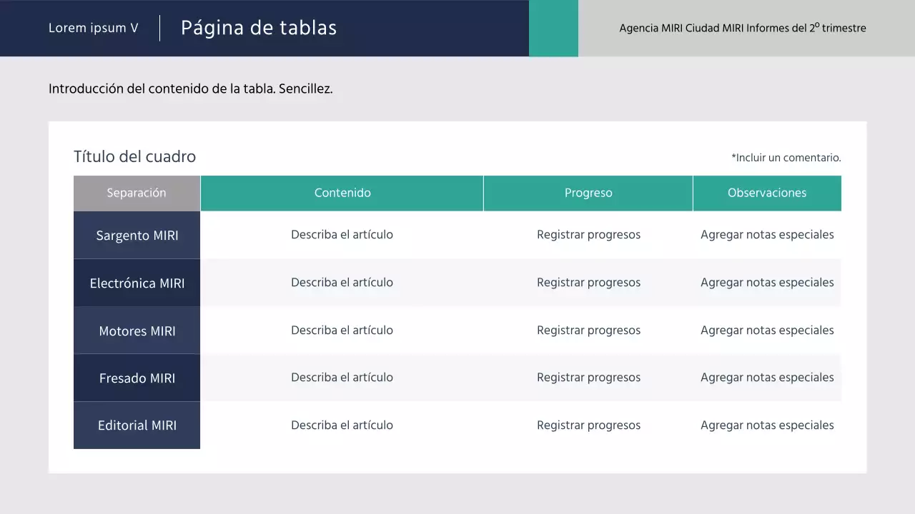 Informes sencillos del sector público en azul y menta