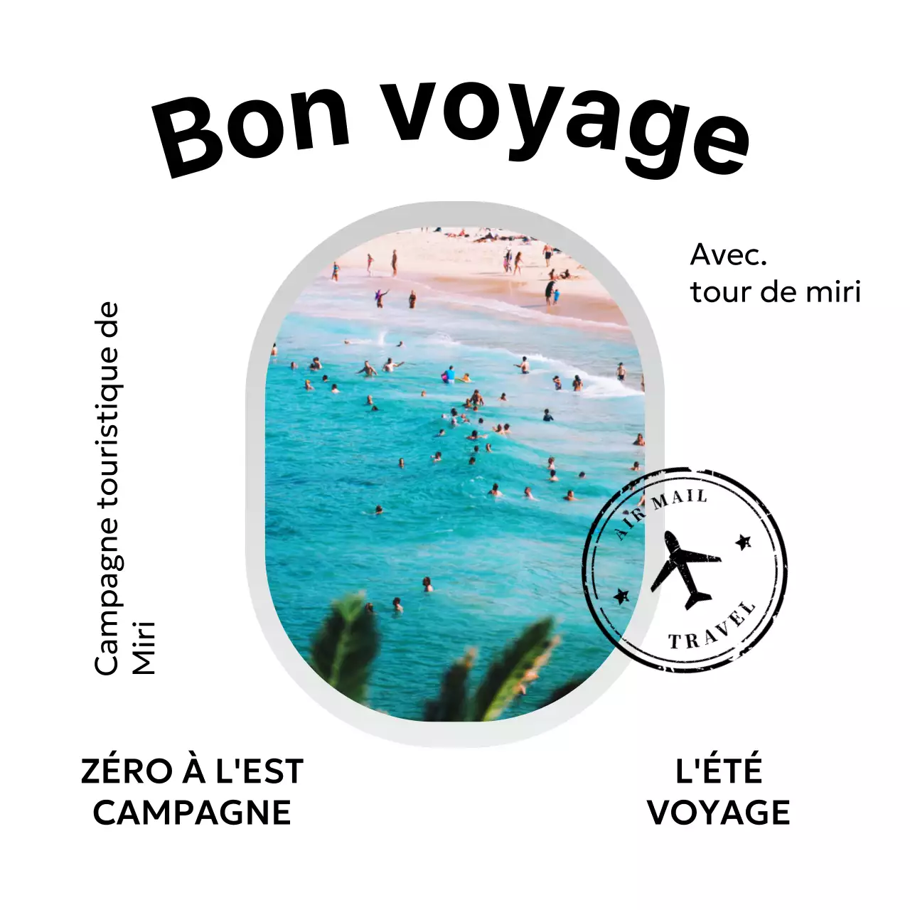 Campagne de voyage avec des photos de plage dans des cadres de fenêtre