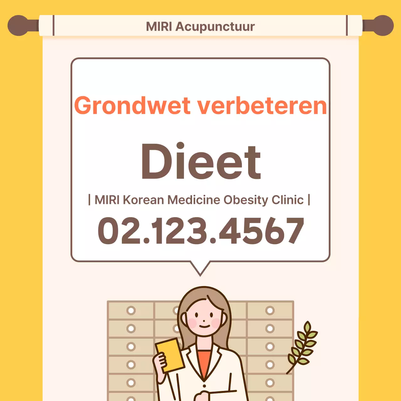 Kitscherig oranje en geel dieet Chinese geneeskunde kliniek promotie