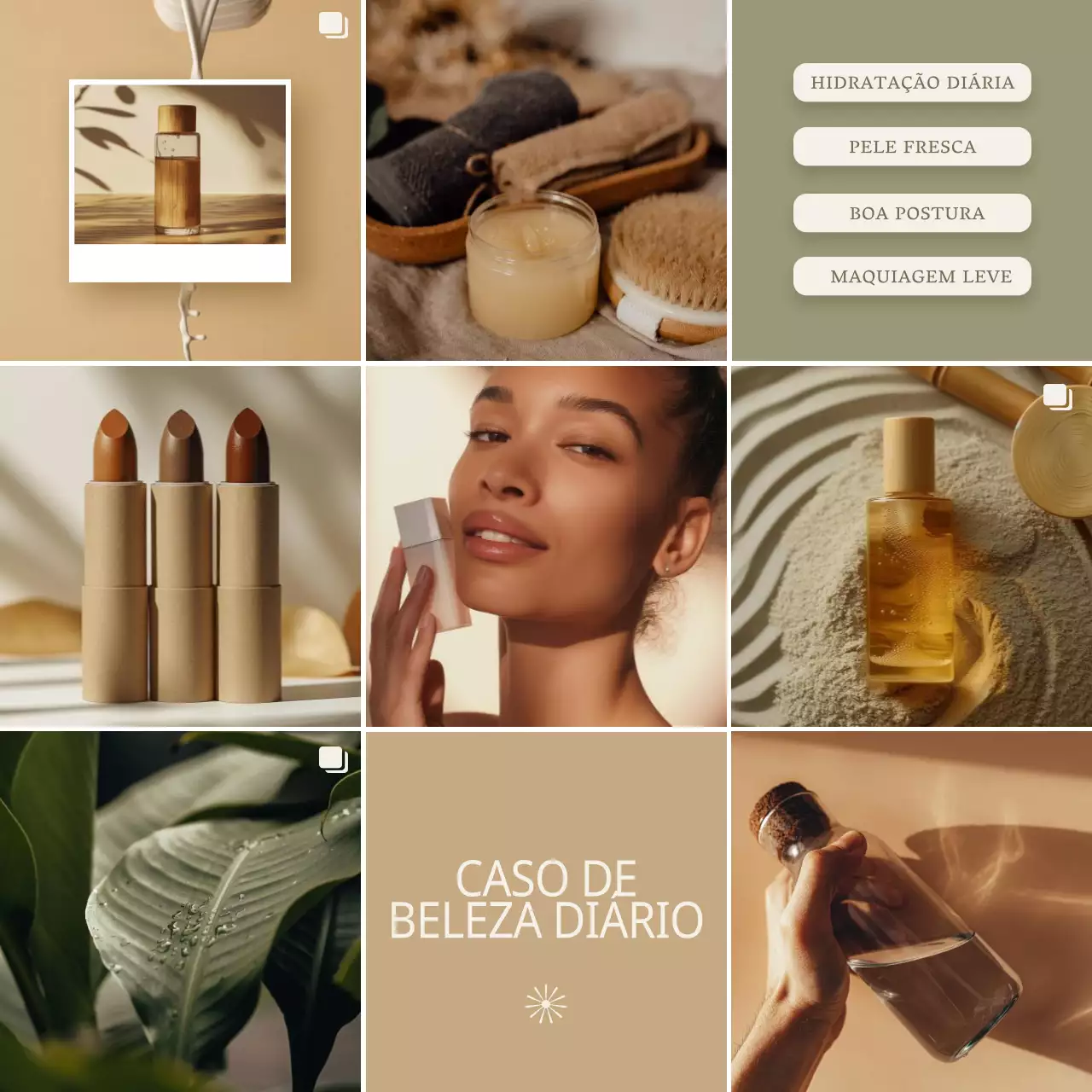 Colagem de fotografias estética minimalista bege Memo