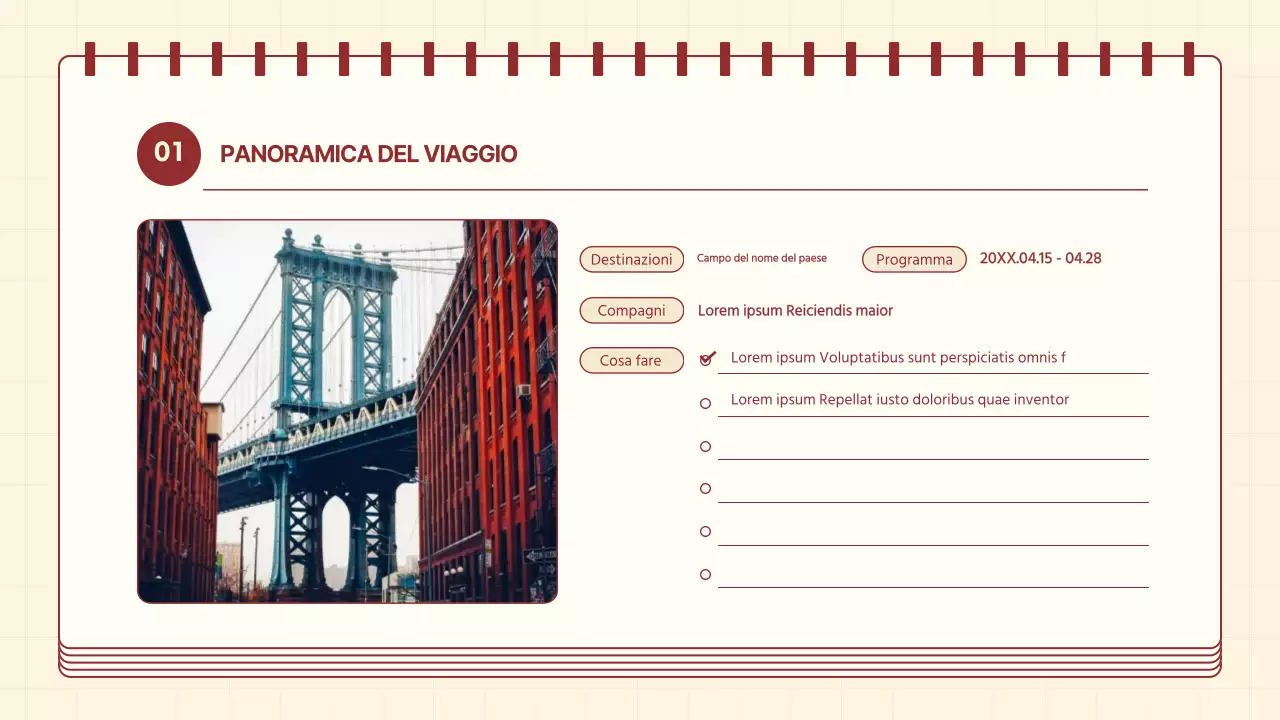 Un itinerario accogliente in rosso e avorio